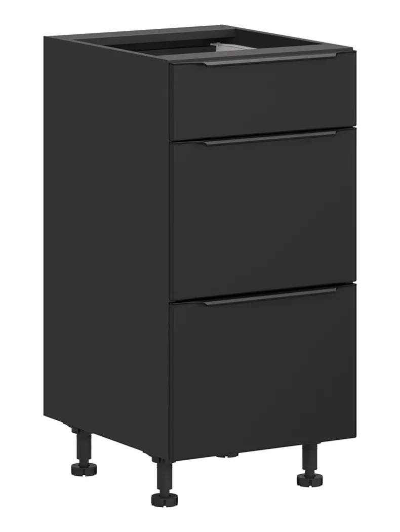 BRW Кухонный цокольный шкаф Sole L6 40 см с ящиками черный матовый, черный/черный матовый FM_D3S_40/82_2SMB/SMB-CA/CAM фото №2