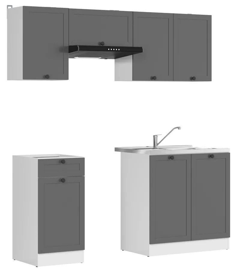 BRW кухонний гарнітур Junona Line 180 см з побутовою технікою графіт, білий/графіт JUNONA_AGD_WER_2/180_BBL-BI/GF фото №2