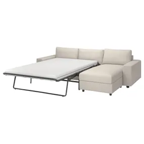 IKEA VIMLE ВИМЛЕ, 3-местный диван-кровать с козеткой, с широкими подлокотниками / бежевый с пунцовым оттенком 295.452.13 фото