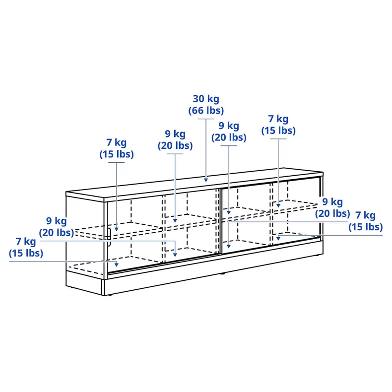 IKEA TONSTAD ТОНСТАД, тумба под ТВ, крем, 177x37x56 см 604.888.80 фото №7