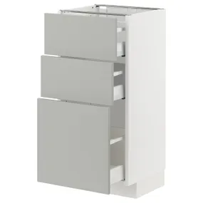 IKEA METOD МЕТОД / MAXIMERA МАКСІМЕРА, підлогова шафа з 3 шухлядами, білий / Хавсторп світло-сірий, 40x37 см 495.389.71 фото