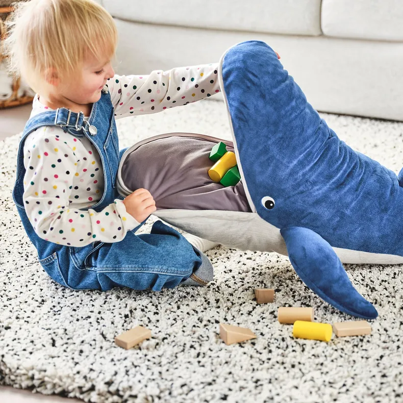 IKEA BLÅVINGAD БЛОВІНГАД, іграшка м’яка, синій кит, 100 см 005.221.13 фото №5