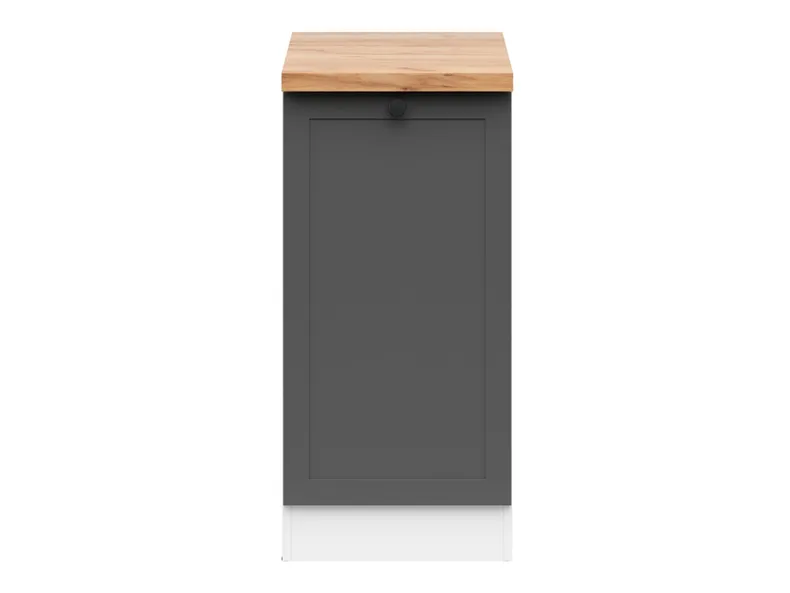 BRW Базовый шкаф для кухни Junona Line 40 см левый с графитовой столешницей, белый/графит/дуб крафт голд D1D/40/82_L_ZBL-BI/GF/DCRZ фото №1