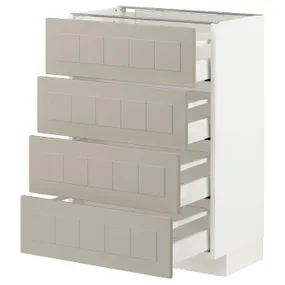 IKEA METOD МЕТОД / MAXIMERA МАКСИМЕРА, напольный шкаф 4 фасада / 4 ящика, белый / Стенсунд бежевый, 60x37 см 394.080.98 фото