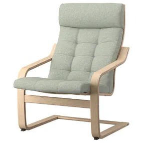 IKEA POÄNG ПОЭНГ, кресло, Шпон дуба, окрашенный в белый / светло-зеленый цвет 095.019.17 фото
