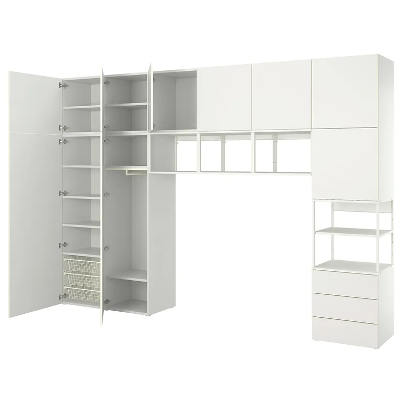 IKEA PLATSA ПЛАТСА, гардероб з 9 дверцятами+3 шухляди, білий/Fonnes white, 360x42x241 см 894.325.00 фото №1