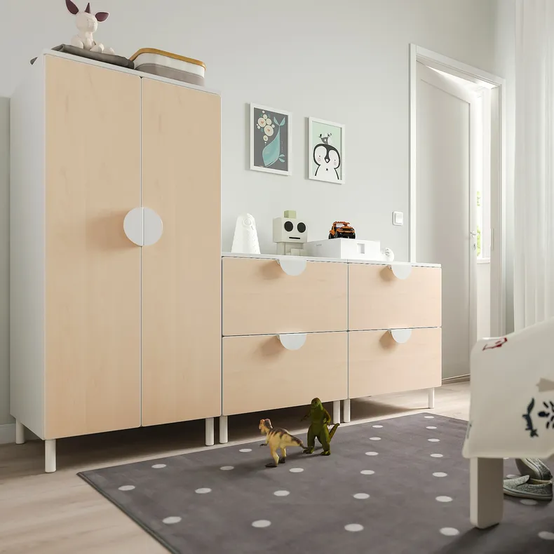 IKEA SMÅSTAD СМОСТАД / PLATSA ПЛАТСА, гардероб, білий береза / з 2 комодами, 180x57x133 см 494.850.29 фото №2