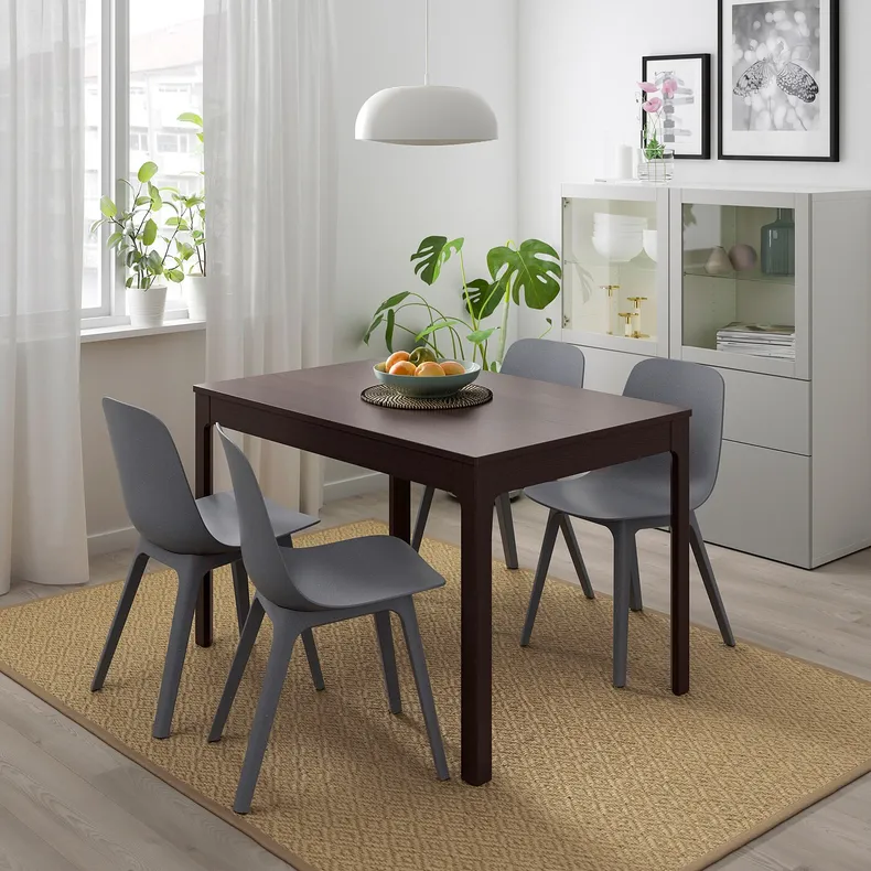 IKEA EKEDALEN ЕКЕДАЛЕН / ODGER ОДГЕР, стіл+4 стільці, темно-коричневий/синій, 120/180 см 692.212.97 фото №2