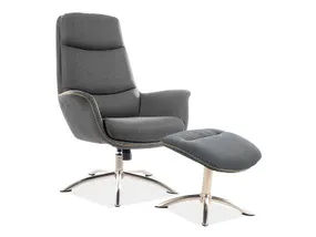 Кресло мягкое с подставкой для ног SIGNAL REGAN, ткань: серый фото