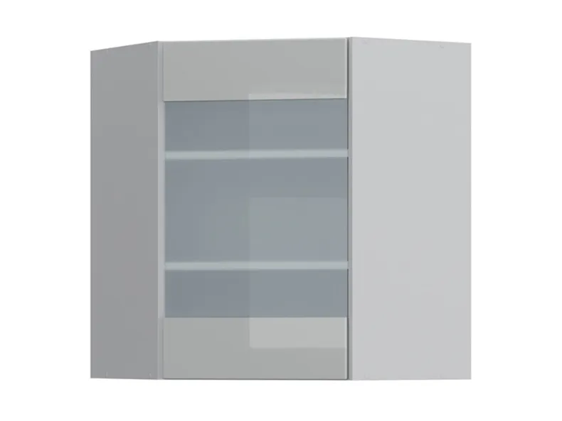 BRW Угловой правый кухонный шкаф Top Line 60 см с витриной серый глянец, серый гранола/серый глянец TV_GNWU_60/72_PV-SZG/SP фото №1