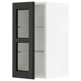 IKEA METOD МЕТОД, навісна шафа,полиці / скляні дверцята, білий / ЛЕРХЮТТАН чорна морилка, 30x60 см 494.591.72 фото