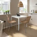 IKEA MELLTORP МЕЛЬТОРП / ÄLVSTA ЕЛЬВСТА, стіл+2 стільці, білий білий / ротанг хромований, 75x75 см 694.907.65 фото thumb №2