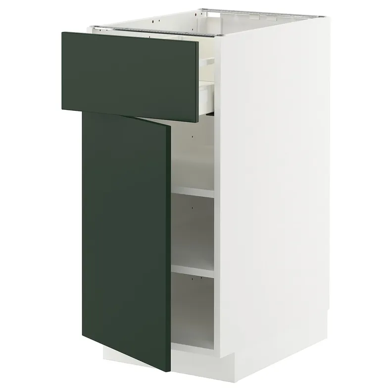 IKEA METOD МЕТОД / MAXIMERA МАКСИМЕРА, напольный шкаф с ящиком/дверцей, белый/Гавсторп темно-зеленый, 40x60 см 795.568.74 фото №1