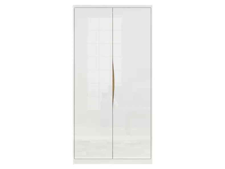 BRW Двухдверный шкаф Pori 100 см в белом глянце, белый глянец SZF2D-BIP фото №2