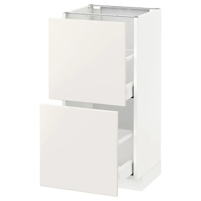 IKEA METOD МЕТОД / MAXIMERA МАКСІМЕРА, підлогова шафа з 2 шухлядами, білий / ВЕДДІНГЕ білий, 40x37 см 390.514.18 фото №1