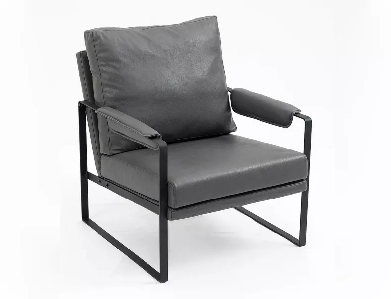 Крісло м'яке з металевим каркасом SIGNAL FOCUS Buffalo, екошкіра: сірий фото №1