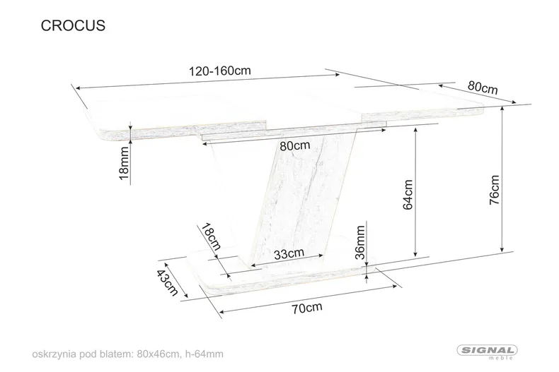 Стіл SIGNAL CROCUS N, дуб вотан / білий матовий, 80x120 фото №3