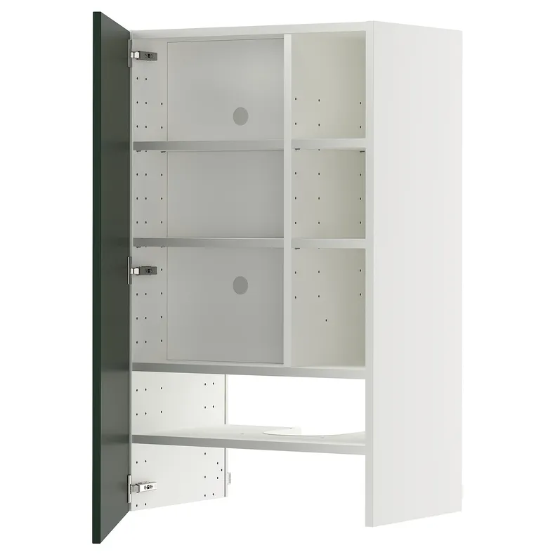 IKEA METOD МЕТОД, настінн шаф д/витяжки з полиц/дверц, білий / Хавсторп темно-зелений, 60x100 см 395.570.50 фото №1