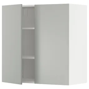 IKEA METOD МЕТОД, навісна шафа з полицями / 2 дверцят, білий / Хавсторп світло-сірий, 80x80 см 395.384.05 фото