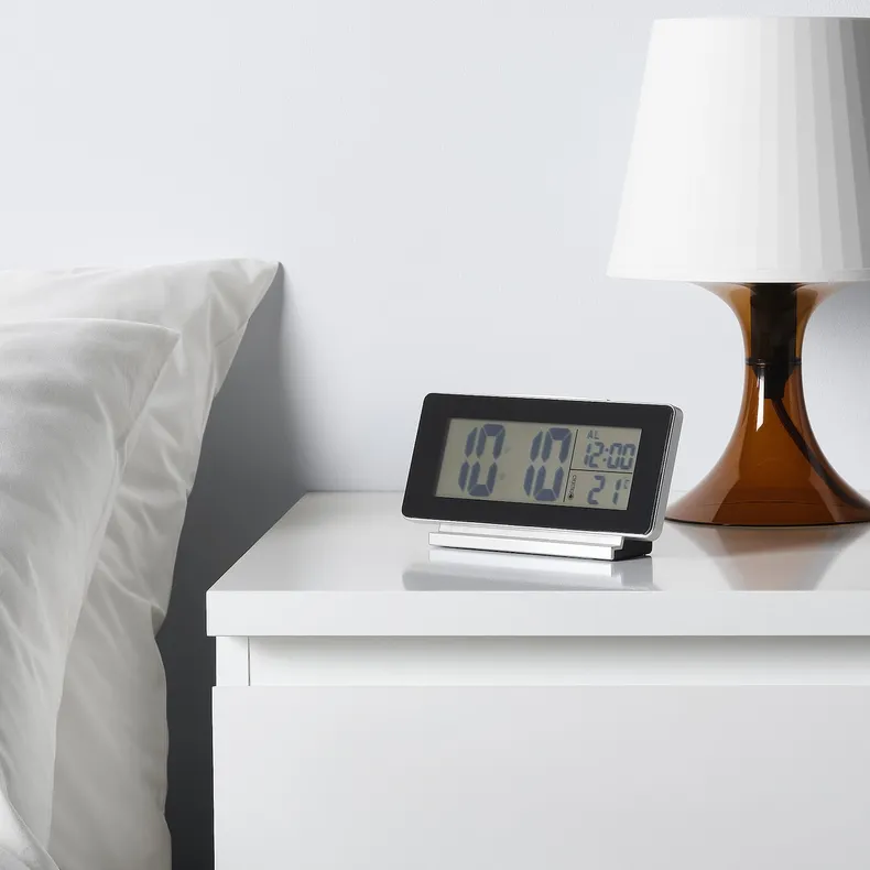 IKEA FILMIS ФИЛЬМИС, часы / термометр / будильник, низкое напряжение / черный, 16,5x9 см 305.408.27 фото №5
