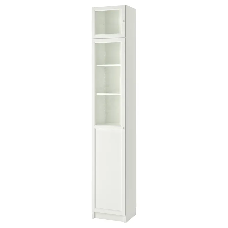 IKEA BILLY БІЛЛІ, стелаж з дод секцією / дверцятами, білий / скло, 40x42x237 см 893.988.60 фото №1