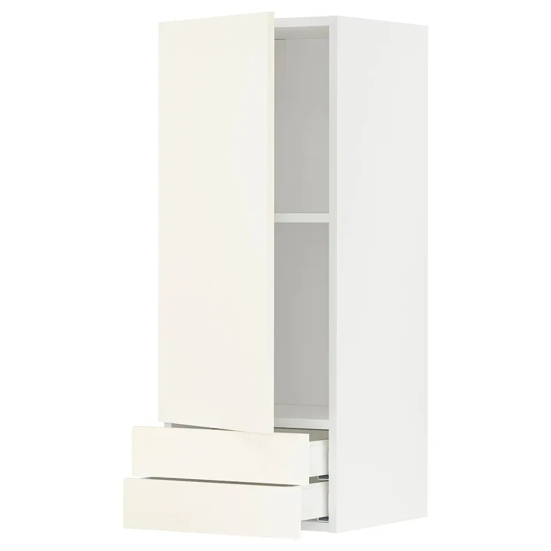 IKEA METOD МЕТОД / MAXIMERA МАКСИМЕРА, навесной шкаф с дверцей / 2 ящика, белый / Вальстена белый, 40x100 см 995.074.01 фото №1