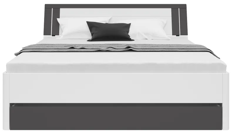 BRW Кровать Saturn 180x200 с 3 ящиками белая/графит, белый/графит LOZ3S/180-BI/GF фото №3