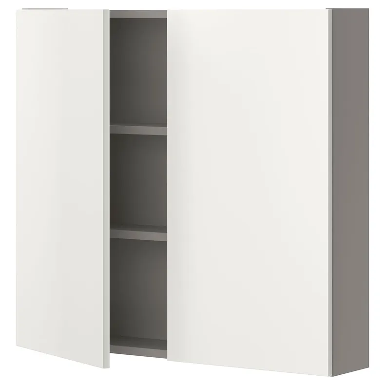 IKEA ENHET ЕНХЕТ, настінна шафа з 2 полицями/дверцят, сірий/білий, 80x17x75 см 693.236.82 фото №1