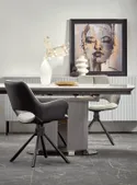 Розкладний стіл HALMAR DANCAN 160-220x90 см, білий мармур / / світлий / чорний фото thumb №11