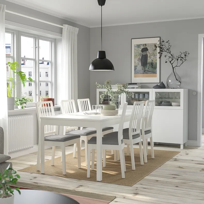 IKEA EKEDALEN ЭКЕДАЛЕН / EKEDALEN ЭКЕДАЛЕН, стол и 6 стульев, белый белый / светло-серый, 120 / 180 см 294.827.29 фото №2