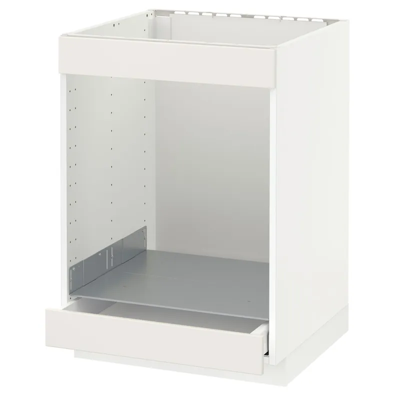 IKEA METOD МЕТОД / MAXIMERA МАКСІМЕРА, підлогова шафа для плити+дух з шухл, білий / ВЕДДІНГЕ білий, 60x60 см 590.044.02 фото №1