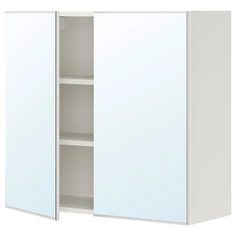 IKEA ENHET ЕНХЕТ, шафа дзеркальна із 2 дверцятами, білий, 80x32x75 см 893.237.04 фото №1