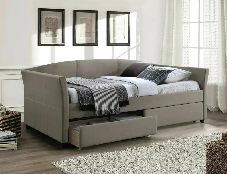 Ліжко односпальне SIGNAL Lanta Velvet 90x200 см, темно-бежевий фото №2