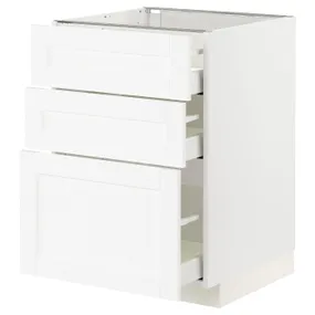 IKEA METOD МЕТОД / MAXIMERA МАКСІМЕРА, підлогова шафа з 3 шухлядами, білий Енкопінг / білий імітація дерева, 60x60 см 494.734.27 фото
