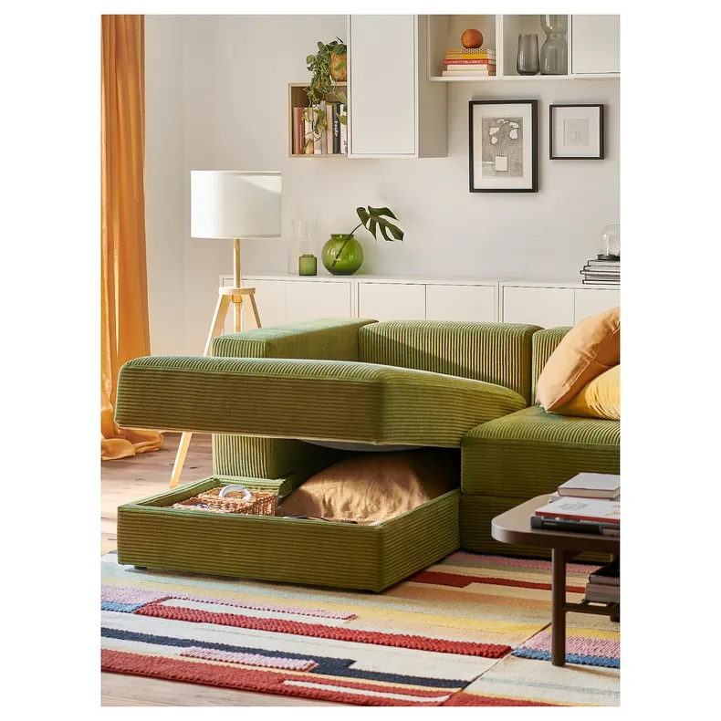 IKEA JÄTTEBO ЄТТЕБУ, 2,5-місний модульн диван з кушеткою, лівий / САМСАЛА темний жовто-зелений 494.694.87 фото №3