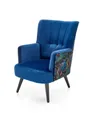 Крісло м'яке HALMAR PAGONI темно-синій/чорний (тканина Bluvel #86) фото