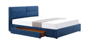 Двуспальная кровать HALMAR MERIDA с выдвижным ящиком 160x200 см - голубая фото