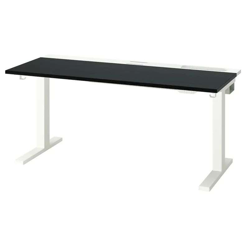 IKEA MITTZON МІТТЗОН, стіл регульований, електричний ОКЛ попелястий чорний / білий, 140x60 см 495.282.84 фото №2