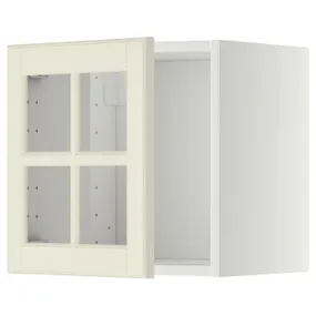 IKEA METOD МЕТОД, навесной шкаф со стеклянной дверцей, белый / бодбинские сливки, 40x40 см 593.950.33 фото