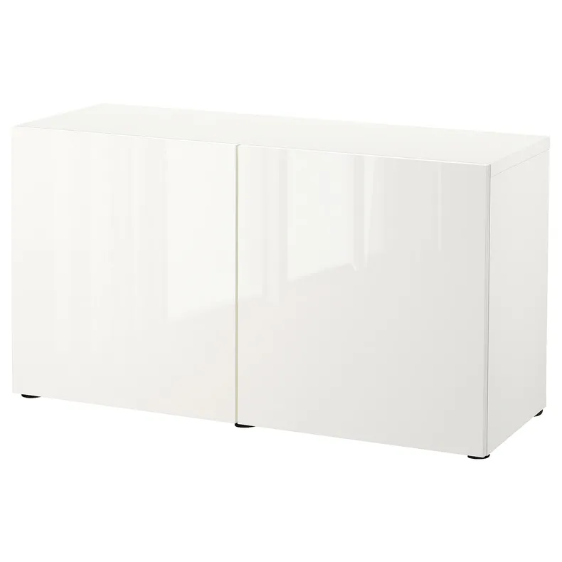 IKEA BESTÅ БЕСТО, комбинация для хранения с дверцами, белый / Сельсвикен глянцевый / белый, 120x42x65 см 193.245.99 фото №1