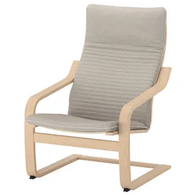 IKEA POÄNG ПОЭНГ, кресло, Шпон дуба, окрашенный в белый / светло-бежевый цвет 292.866.10 фото