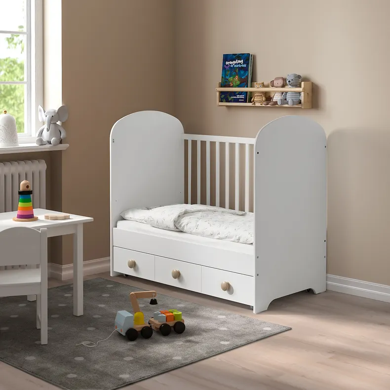 IKEA GONATT ГОНАТТ, дитяче ліжко з шухлядами, білий, 60x120 см 304.670.92 фото №4