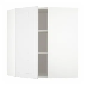 IKEA METOD МЕТОД, кутова навісна шафа з полицями, білий / стенсундський білий, 68x80 см 894.091.99 фото