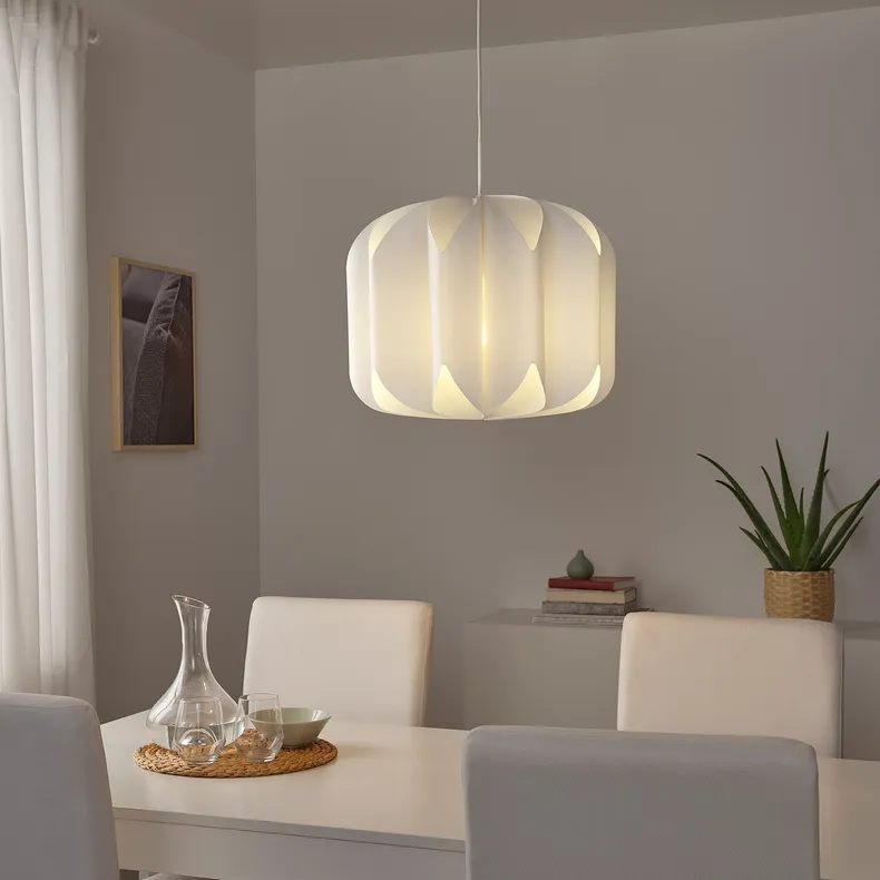 IKEA MOJNA МОЙНА, абажур для подвесн светильника, ткань / белый, 47 см 304.518.64 фото №3