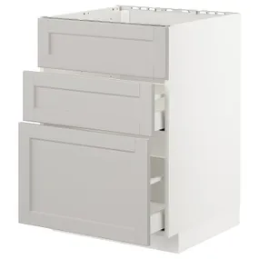 IKEA METOD МЕТОД / MAXIMERA МАКСИМЕРА, напольн шк п-мойку+3фрнт пнл / 2ящ, белый / светло-серый, 60x60 см 992.743.69 фото