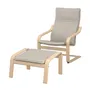IKEA POÄNG ПОЭНГ, кресло с табуретом для ног, Шпон дуба, окрашенный в белый / светло-бежевый цвет 694.842.22 фото