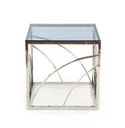 Журнальный столик стеклянный HALMAR UNIVERSE, 55x55 см, каркас - серебро, стекло - дымчатое фото thumb №4