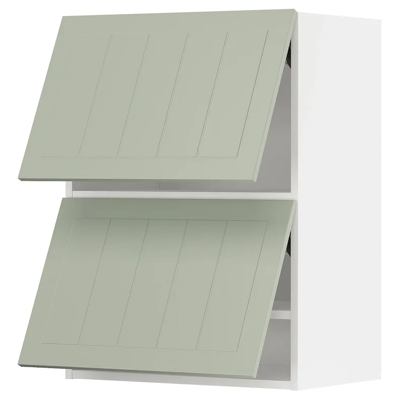 IKEA METOD МЕТОД, навесной шкаф / 2 дверцы, горизонтал, белый / светло-зеленый, 60x80 см 794.864.47 фото №1