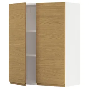 IKEA METOD МЕТОД, навісна шафа з полицями / 2 дверцят, білий / Voxtorp імітація. дуб, 80x100 см 295.390.47 фото