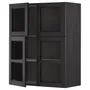 IKEA METOD МЕТОД, настінна шафа, полиці / 4 склян дверц, чорний / Лерхіттан, пофарбований у чорний колір, 80x100 см 594.626.16 фото